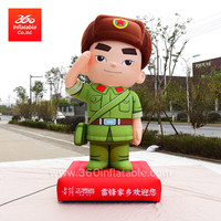 高品质中国榜样士兵雷锋人物广告充气吉祥物卡通定制