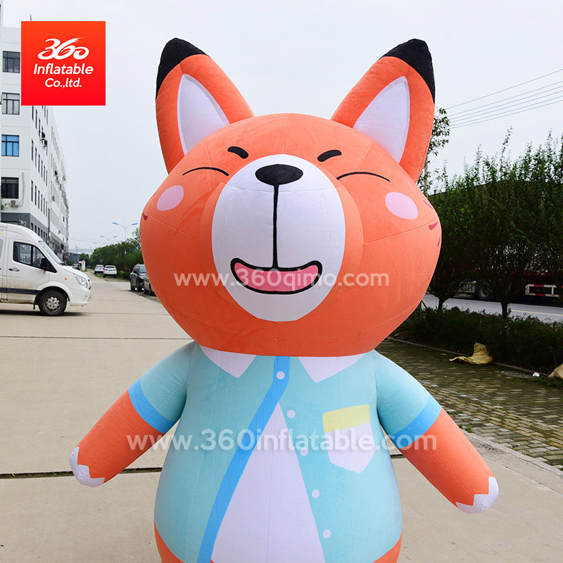 中国温州 360 充气制造商价格定制充气套装高品质广告狐狸卡通充气服装