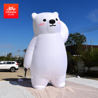 6m 巨型充气白色北极熊广告圣诞充气动物北极熊带 LED 户外装饰销售