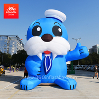 巨型蓝色充气海狮广告充气蓝色海狮模型展示雕像大型海洋海狮吉祥物出售